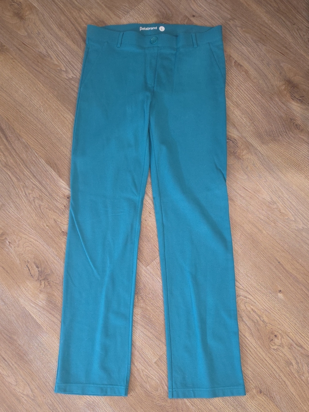 Betabrand Teal Straight-Leg Pants, Size L